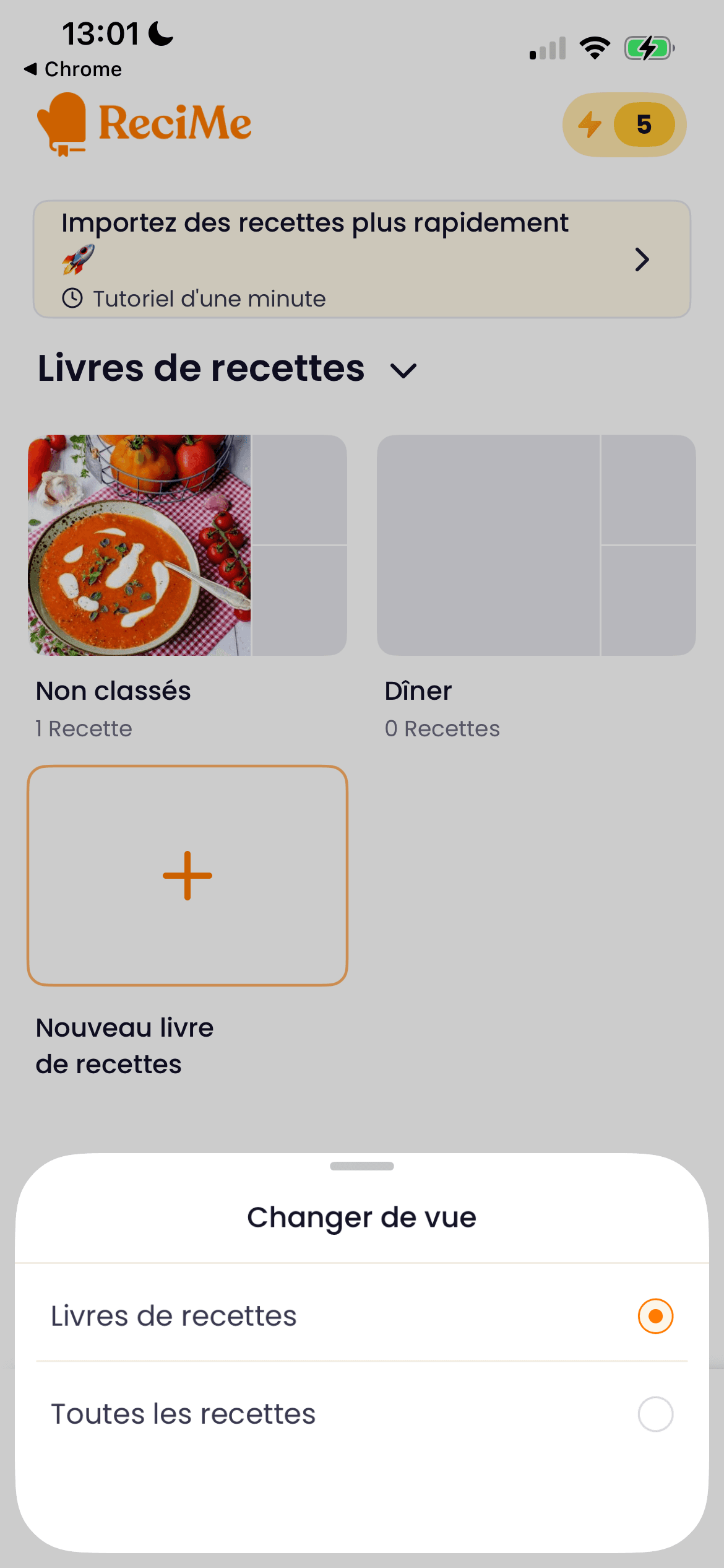 Aperçu de l'application YouCook